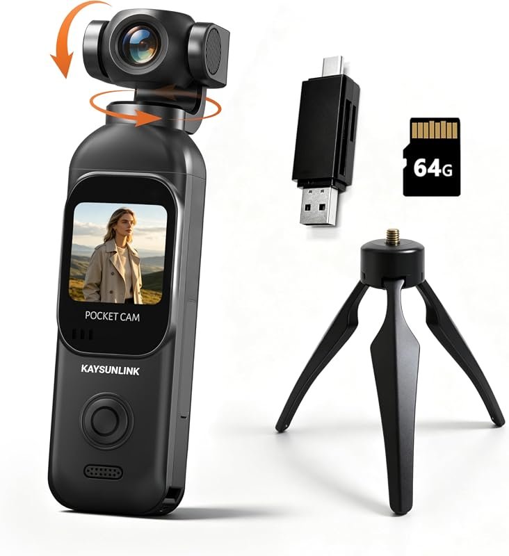 Kaysunlink 1080P vlogging camera with 270° lens, touch screen, Wi‑Fi, 