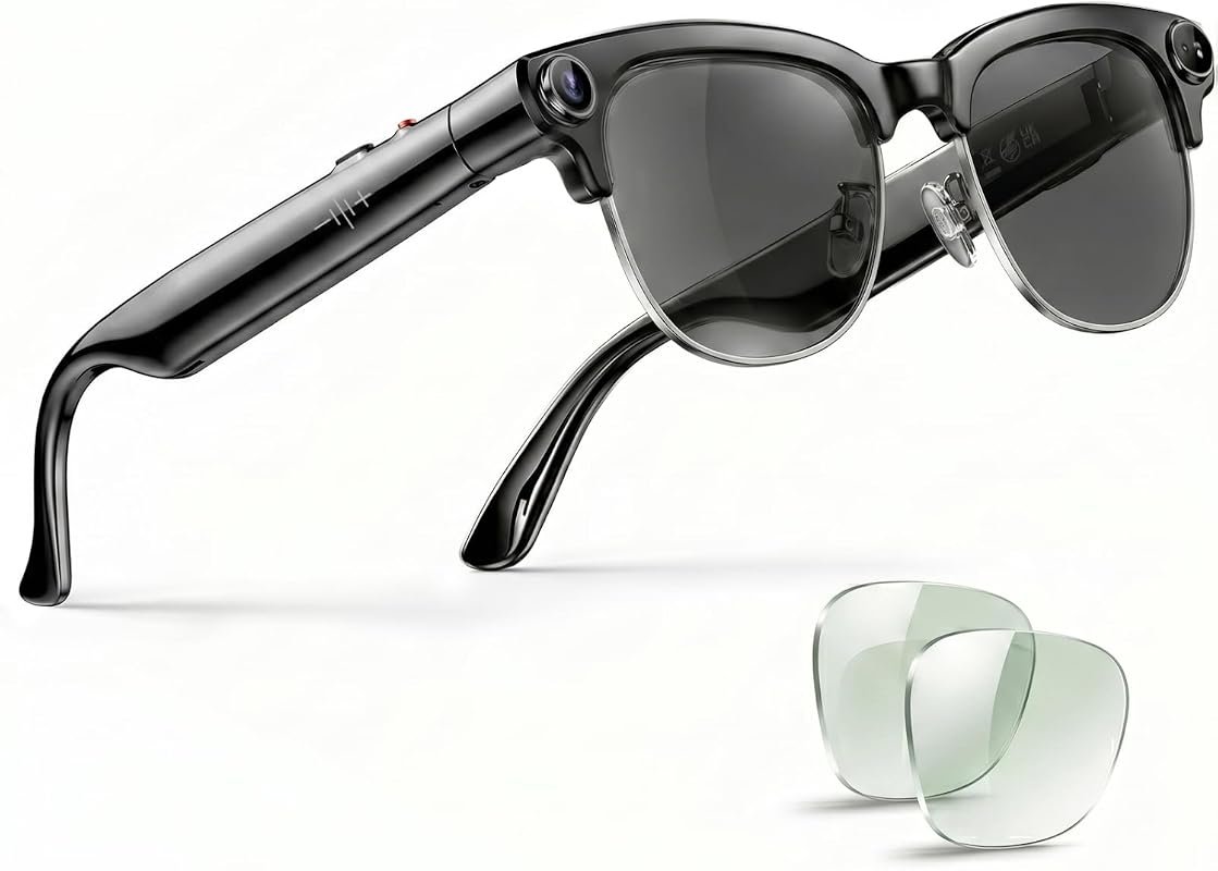 8MP 4K AI Smart Glasses with Camera, UV400 Sun & Photochromic Lenses,