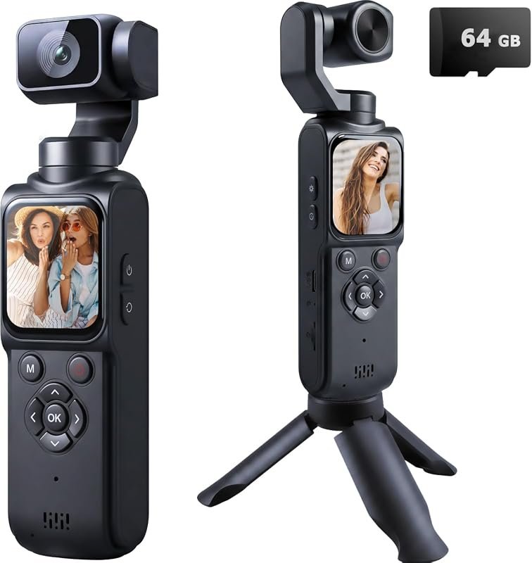 Compact 4K Pocket Vlogging Camera featuring Face Tracking and Included