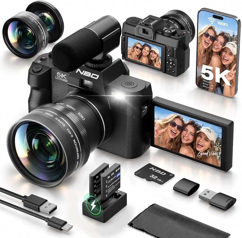 NBD 5K digital camera boasting 64 MP dual‑lens system, Wi‑Fi connectiv