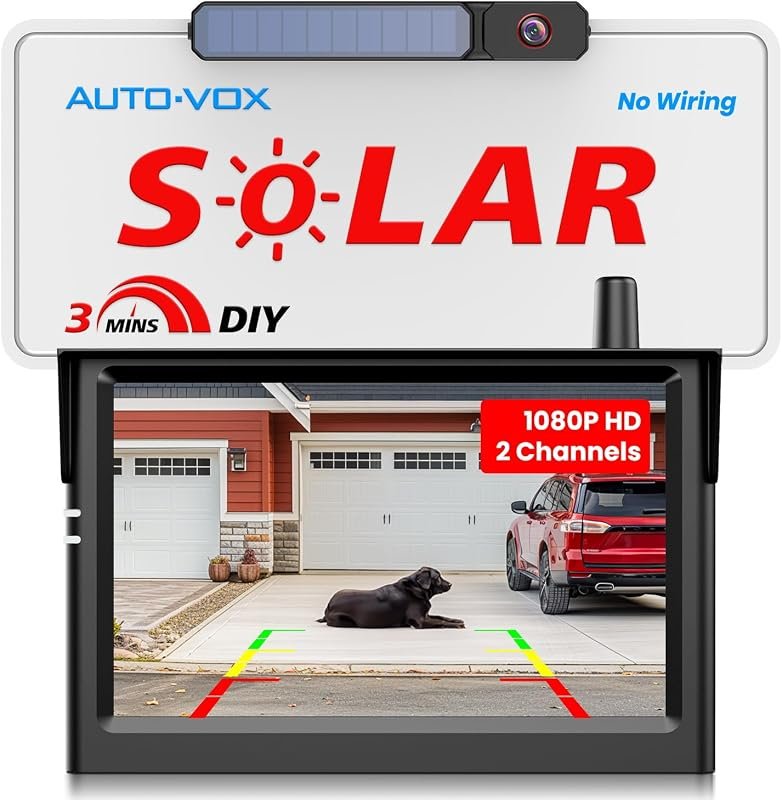AUTO-VOX Solar Wireless Backup Camera for Cars, SUVs and Trucks with a