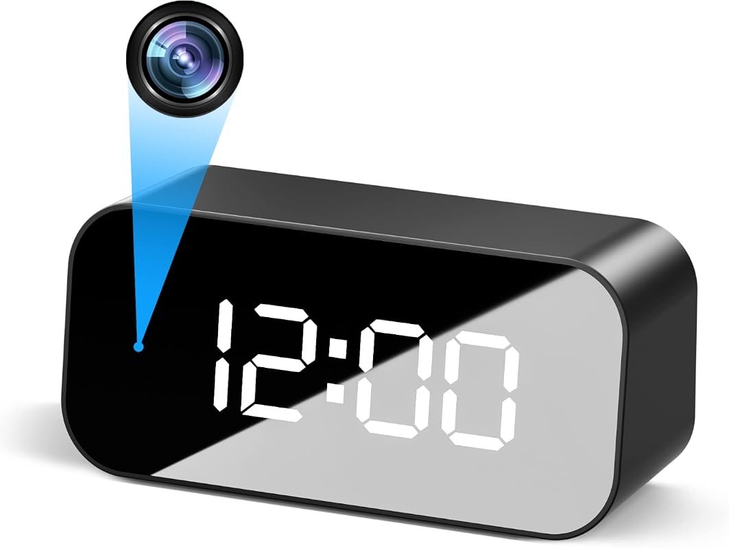 Black 4K Hidden Spy Camera Clock with WiFi Connectivity and 170° Wide‑