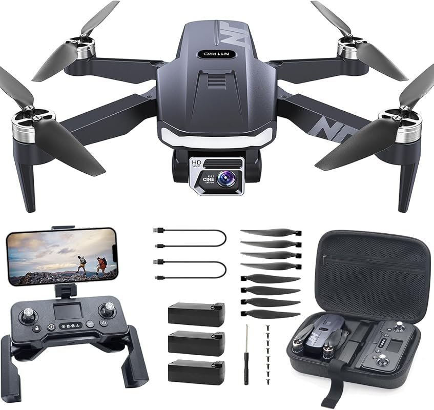 N11 Pro 4K GPS Camera Drone with 90‑Minute Flight (3 Batteries), Auto 