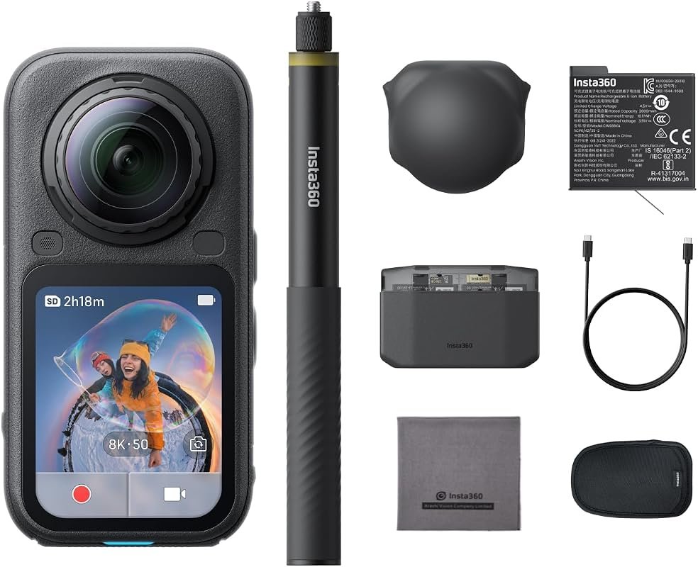 Insta360 X6 Essentials Bundle featuring 8K 360° Camera with 1/1.1″ Sen