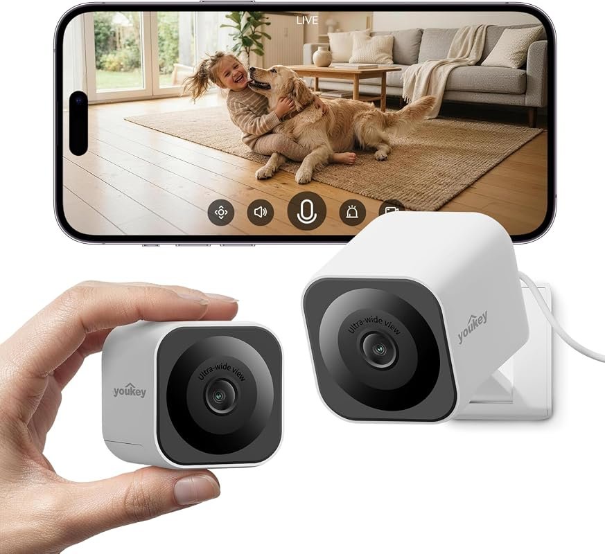 youkey 2K plug‑in indoor security camera featuring magnetic bottom for