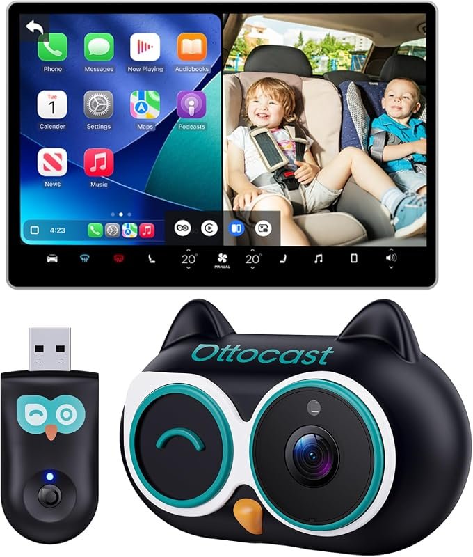OTTOCAST 2026 Baby Car Camera with Wireless CarPlay Adapter – 1080P HD