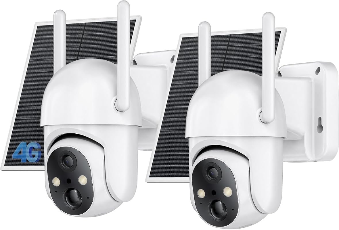 SEHMUA 2‑Pack 4G LTE Solar Cameras – 360° View, 2K Night Vision, PIR M