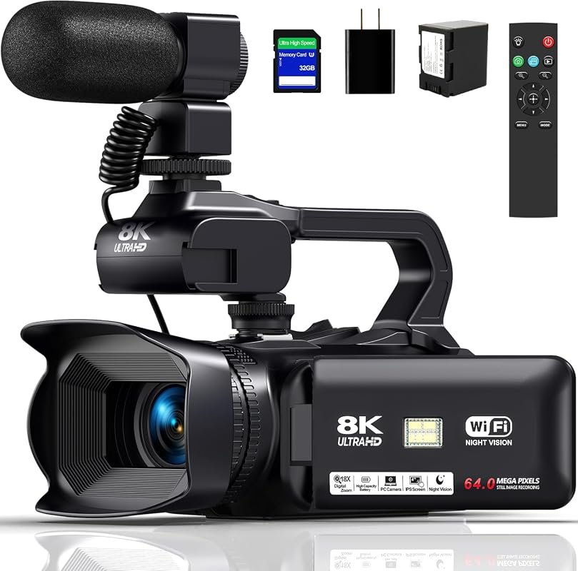 Ultra 8K 64MP Camcorder Video Camera Vlogging for Youtube