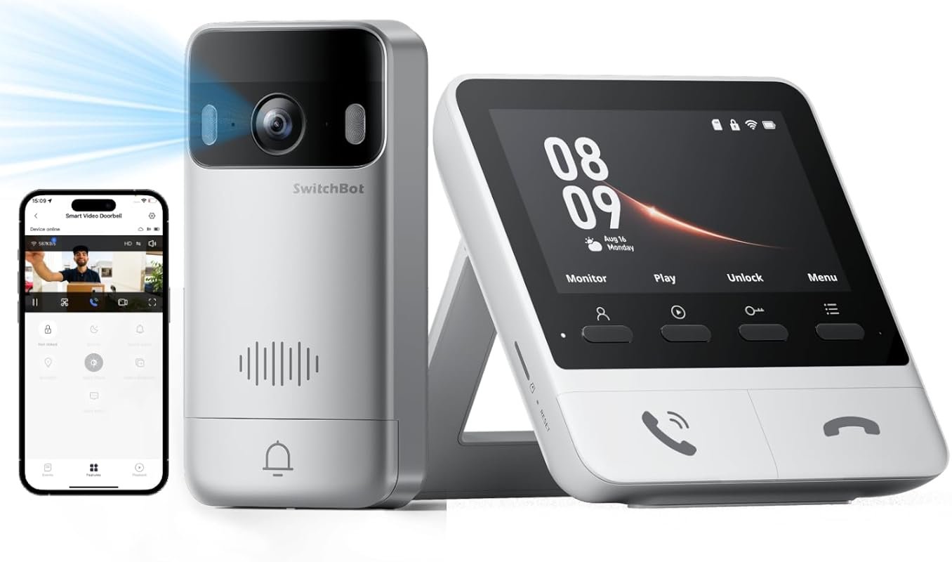 SwitchBot 2K Doorbell Camera with 4.3" Monitor, No Subscription, Two‑W