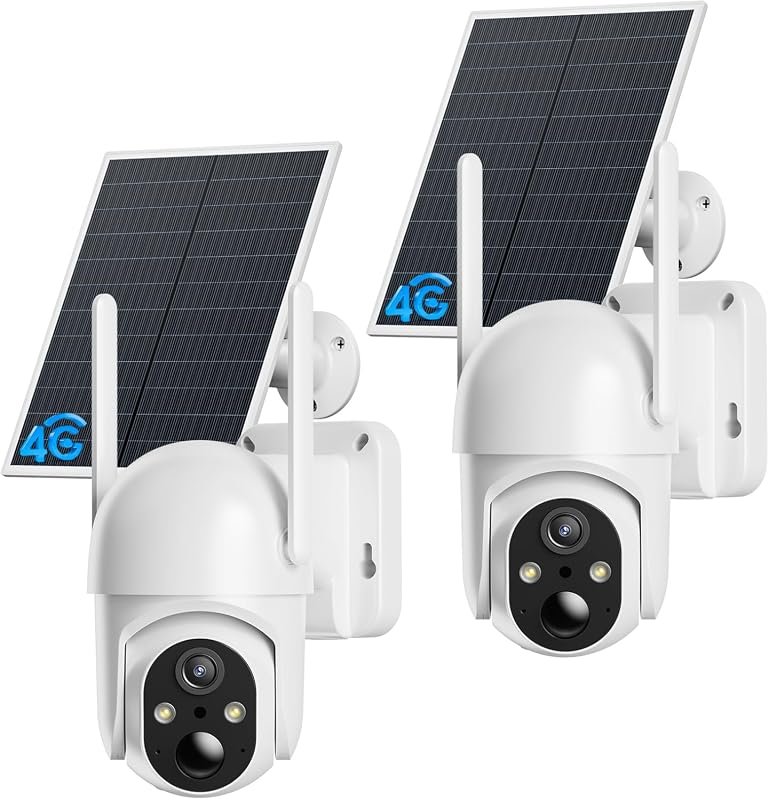 ELYSOO 4G LTE Camera 2‑Pack with Solar Power, 2K Night Vision, Built‑I