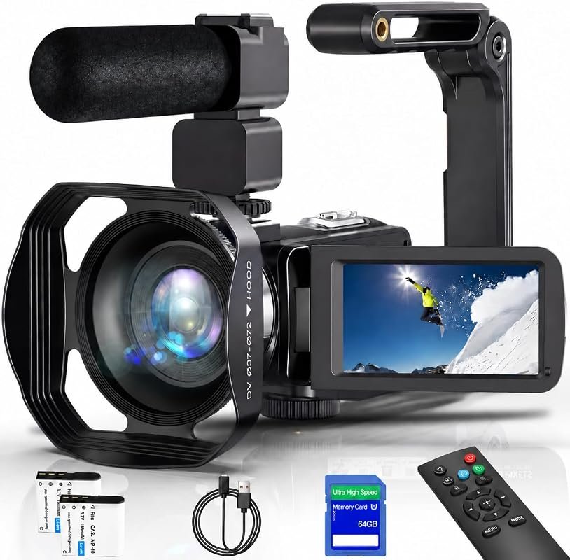 80MP 4K Camcorder with 18× Optical Zoom, for YouTube Vlogging and webc