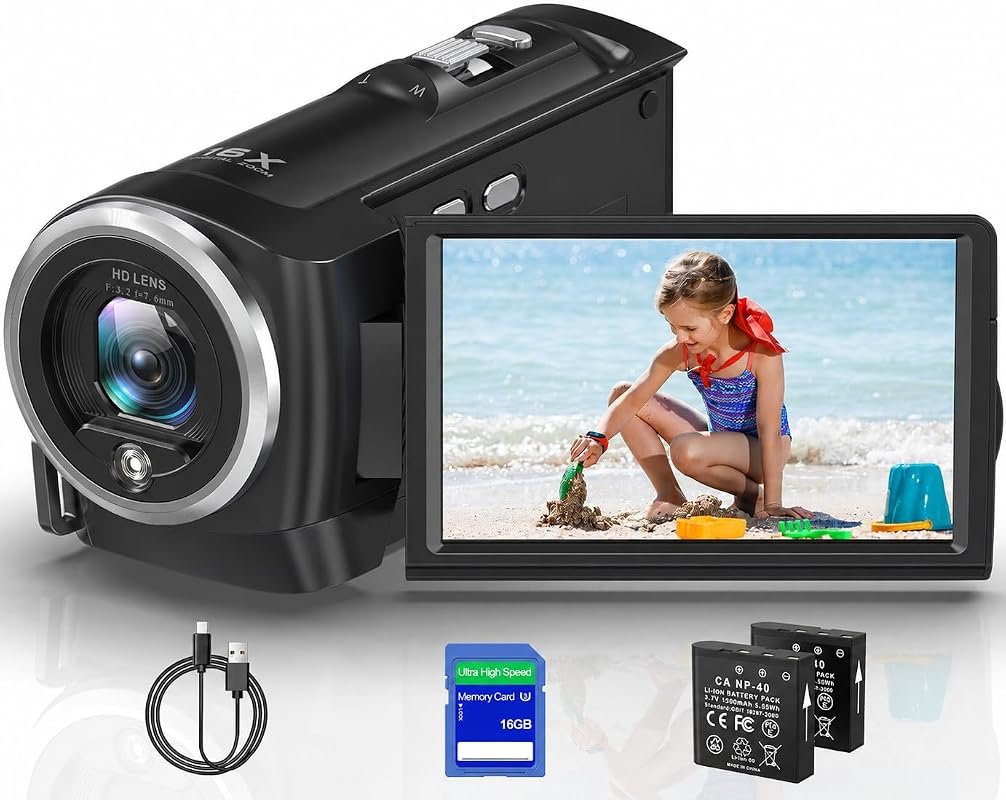 2.7K QHD Video Camcorder with 56MP Sensor, Ideal for YouTube Vlogging 