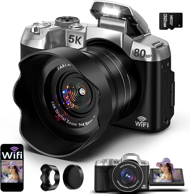 80 MP 5K digital camera offers UHD video, Wi‑Fi connectivity, fast aut