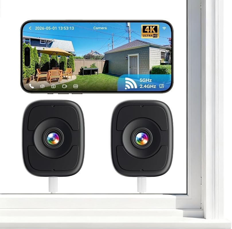 LongPlus 4K 8MP Dual‑Pack Window Security Cameras with WiFi 6, Indoor 