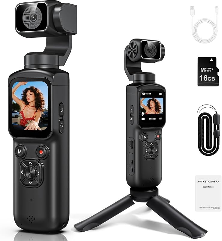 VlogPro 4K Pocket Vlogging Camera with 330° Rotating Lens, Ideal for Y