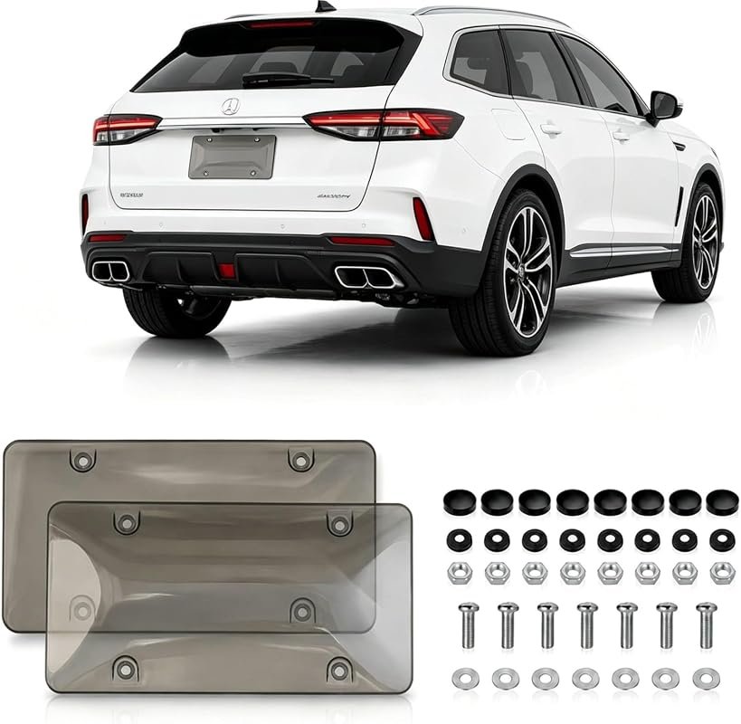 Grey‑A License Plate Camera Blocker with Frame – Easy Install, Fits Fr