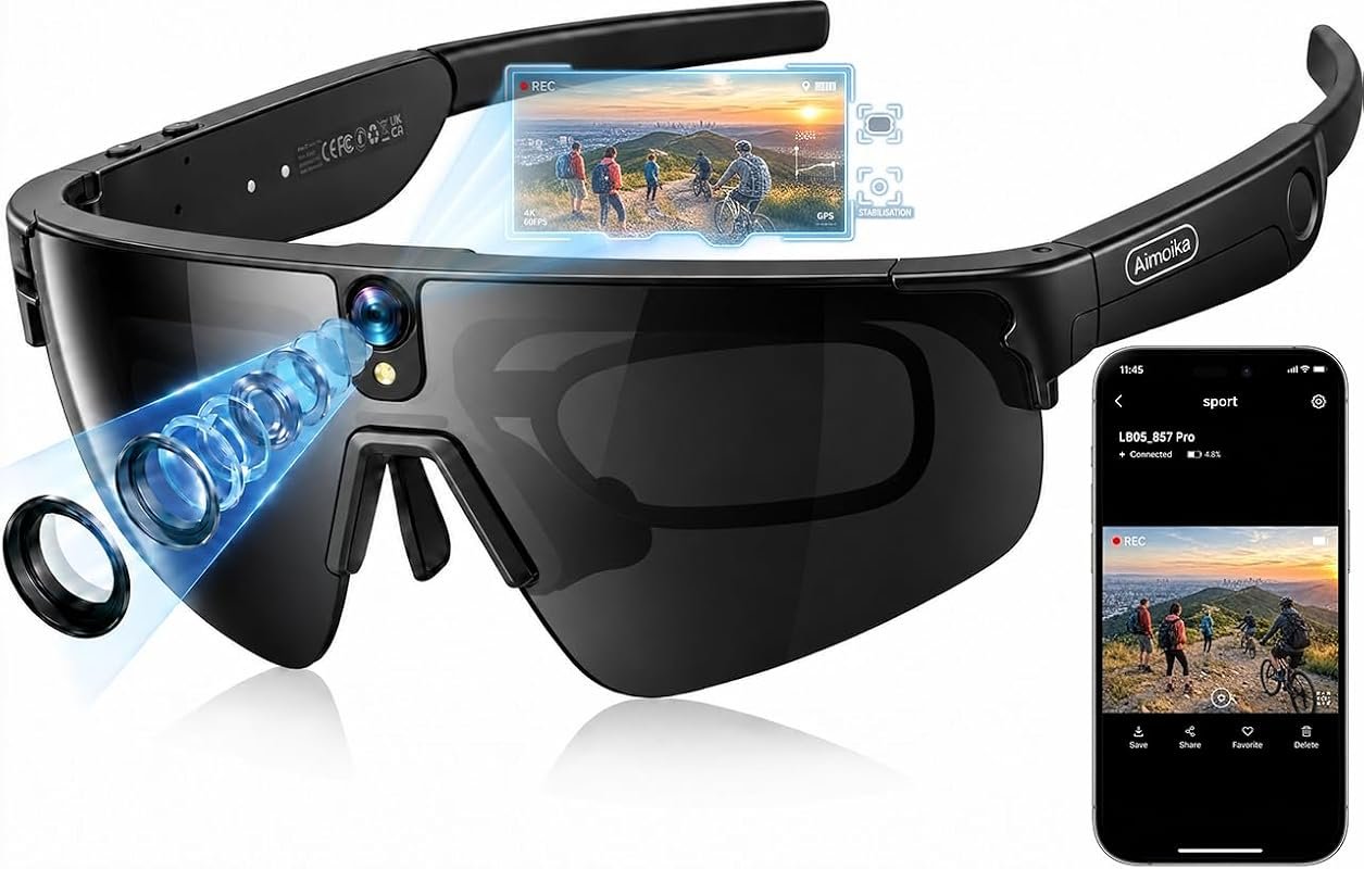 AI Smart Glasses with 4K Recording Camera – Rugged Eyewear for Cycling
