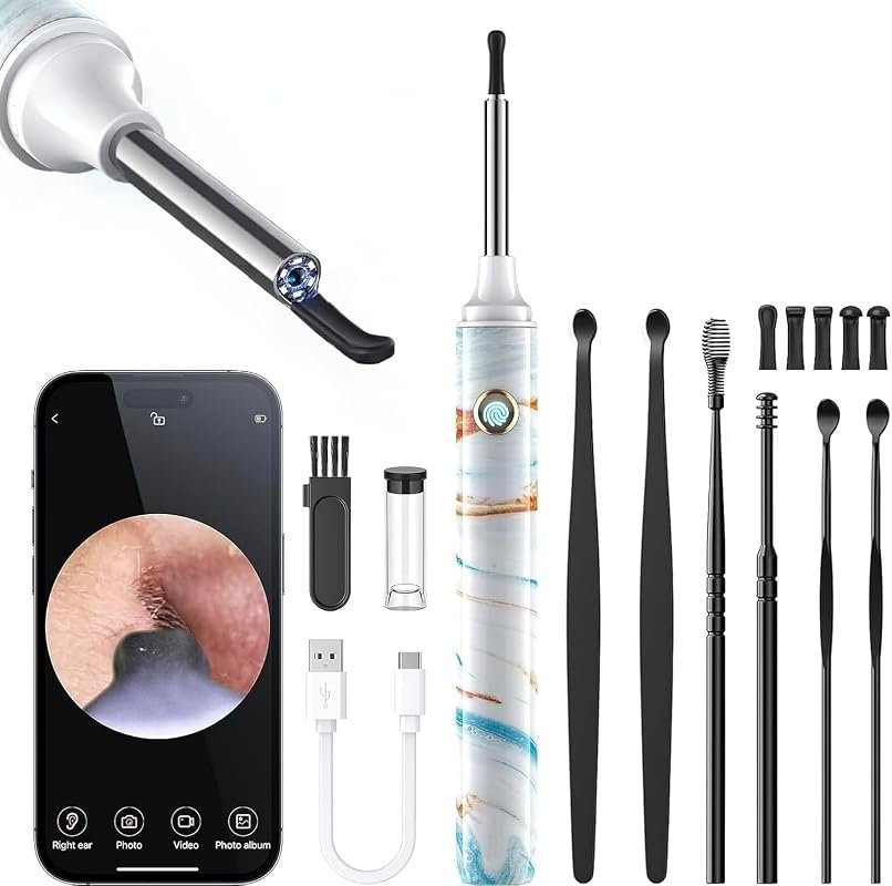 1080P HD Ear Wax Removal Camera Otoscope with Bright LED Light, iPhone