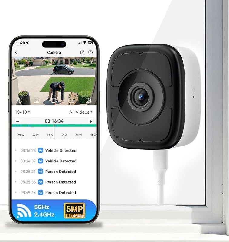 LongPlus 5MP 3K Safeview Window Security Camera with Wi‑Fi 6, High‑Res