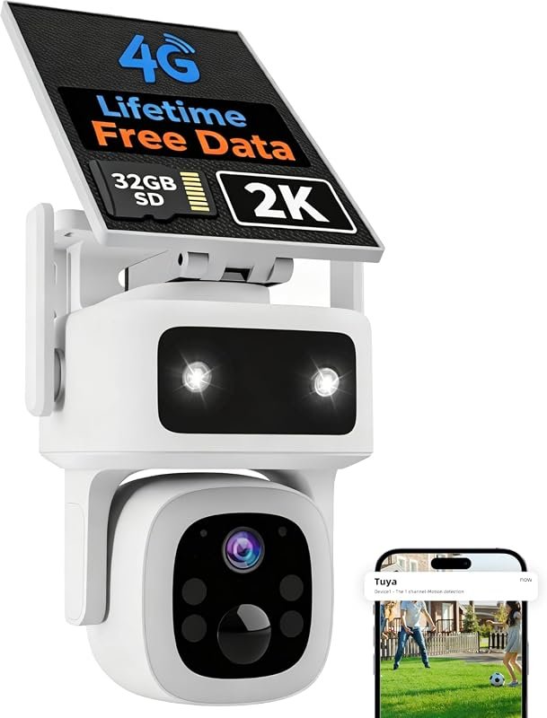 FreeData 4G LTE Solar PTZ Camera – Free Data, 360° Rotation, Tracking,