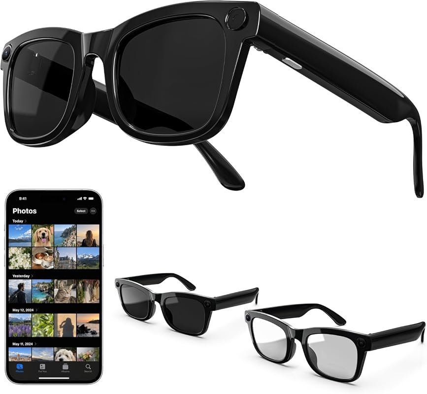 AI Smart Glasses with integrated camera, 4K video, electronic image st