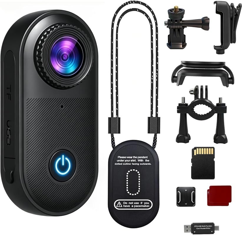 2.7K Mini Body Camera, 35 g lightweight, magnetic necklace mount, ches