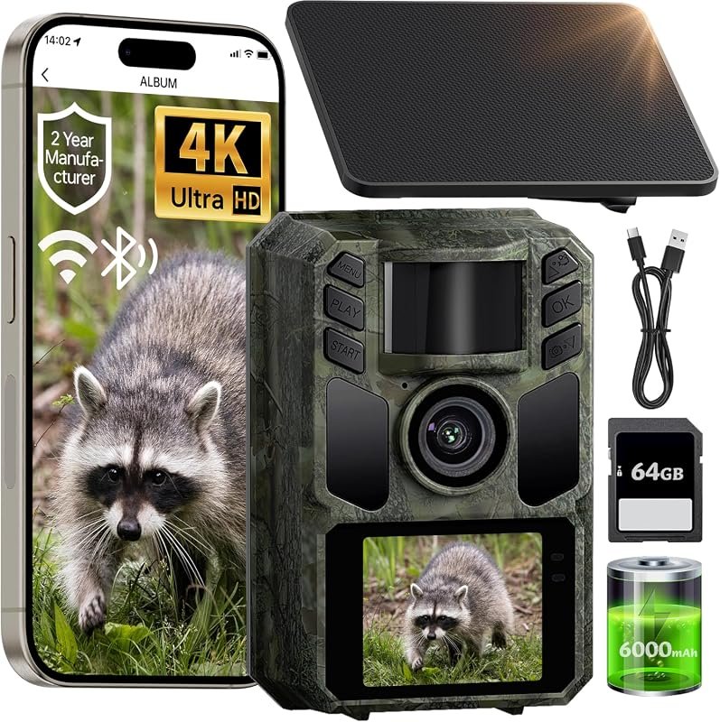 Solar WiFi Trail Camera offers 4K resolution, 64MP stills, and wireles