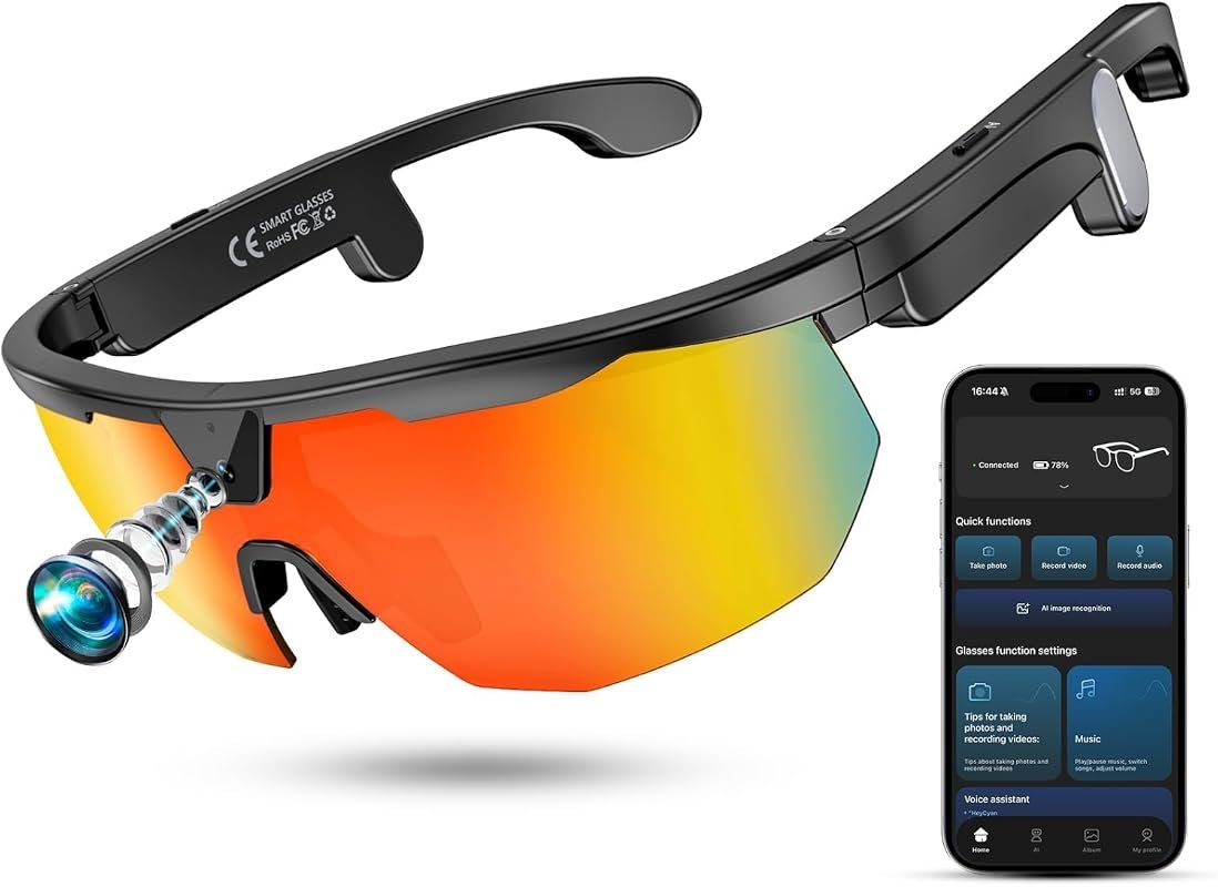 Mingtawn Smart Glasses – 4K Anti‑Shake Camera, 3D Stereo Speakers, UV4