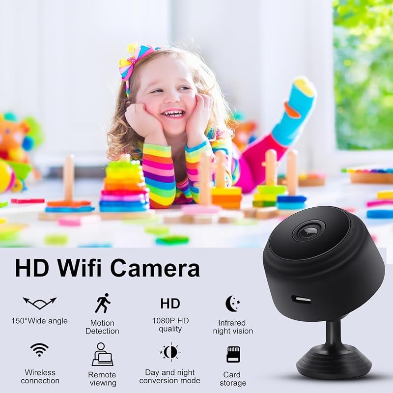 A9 1080P hidden nanny cam with Wi‑Fi, motion detection, night vision f